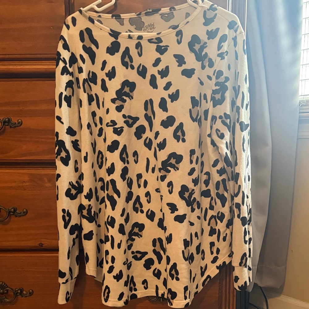 Tickled Teal Black Animal Print Long Sleeve Top